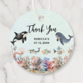 Wasserfarbe unter dem Meer Danke Babydusche Geschenkanhänger (Rückseite)