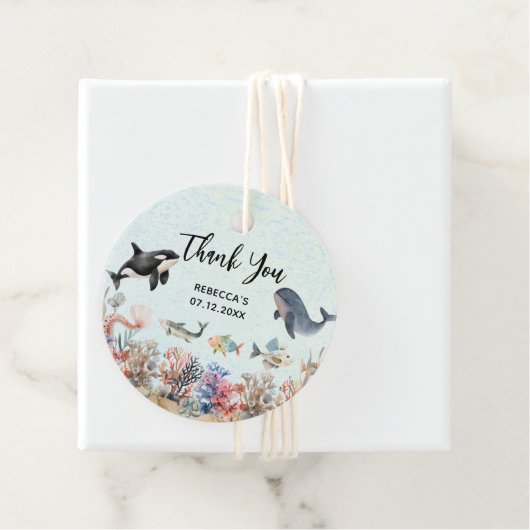 Wasserfarbe unter dem Meer Danke Babydusche Geschenkanhänger (Beispiel)