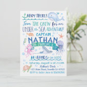 Wasserfarbe unter dem Meer - Einladung zum Geburts (Stehend Vorderseite)