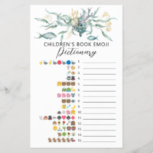 Wasserfarbe unter dem Meer Emoji Pictionary Game Flyer