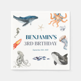 Wasserfarbe unter dem Meer Geburtstagspartei Serviette