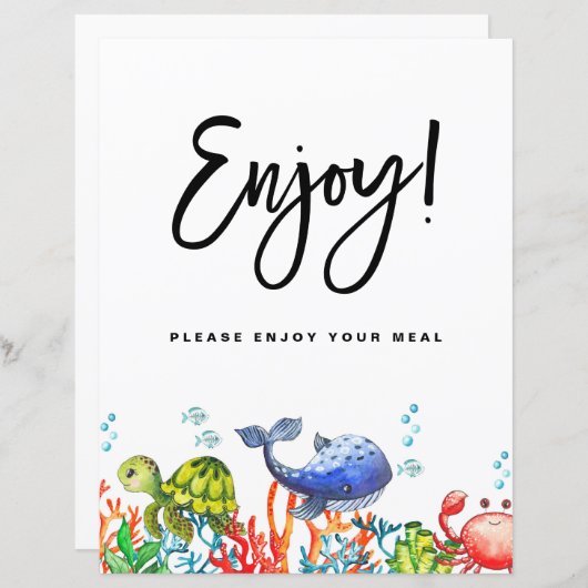 Wasserfarbe unter dem Meer Genießen Sie Ihre Mahlz (Vorne/Hinten)