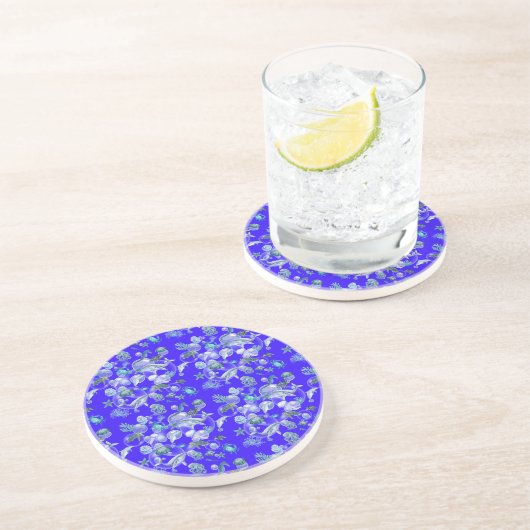 Wasserfarbe unter dem Meer Getränkeuntersetzer (Seite)