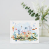 Wasserfarbe unter dem Meer Postkarte (Stehend Vorderseite)