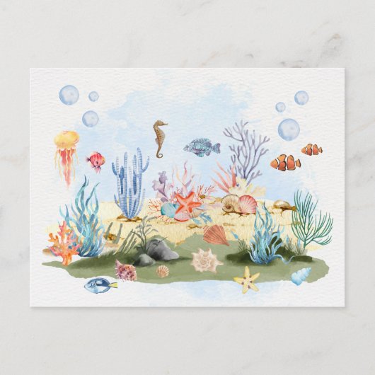 Wasserfarbe unter dem Meer Postkarte (Vorderseite)