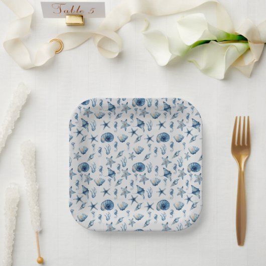 Wasserfarbe unter dem Meeresmuster Pappteller (Hochzeit)