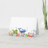 Wasserfarbe unter dem Meeresthema Geburtstagsparty Dankeskarte (Rückseite)