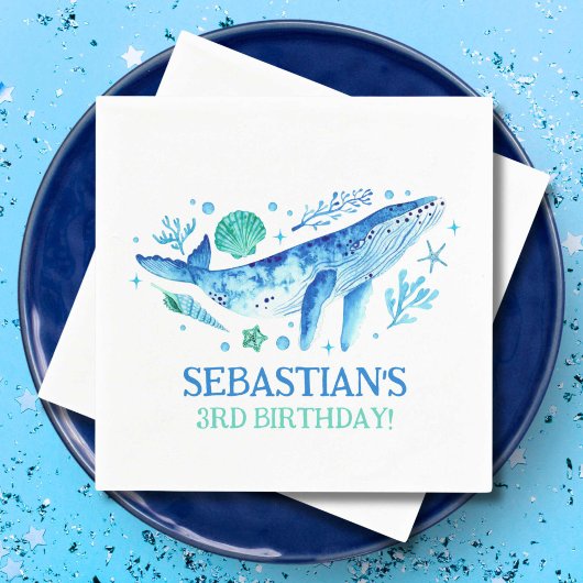 Wasserfarbe unter dem Party Whale Serviette