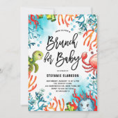 Wasserfarbe unter dem Wasser Babydusche Brunch Einladung (Vorderseite)