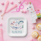 Wasserfarbe unter den Tellern des Meerespapiers Pappteller (Party)