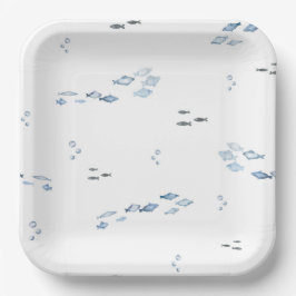 Wasserfarbe unter den Tellern des Meerespapiers Pappteller