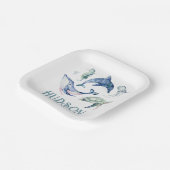 Wasserfarbe unter den Tellern des Meerespapiers Pappteller (Gewinkelt)