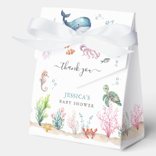Wasserfarbe unter der Baby-Dusche der Meerestiere Geschenkschachtel (Vorderseite)