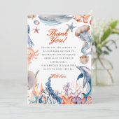 Wasserfarbe unter der Babydusche des Meeres Dankeskarte (Stehend Vorderseite)