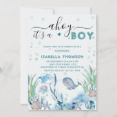 Wasserfarbe unter der Babydusche des Meeres Einladung (Vorderseite)