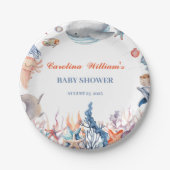 Wasserfarbe Unter der Babydusche des Meeres Pappteller (Vorderseite)