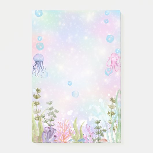 Wasserfarbe unter der Meerespost - Anmerkungen Post-it Klebezettel (Vorderseite)