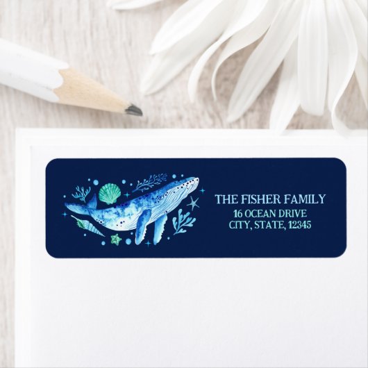 Wasserfarbe unter der Rücksendeadresse Blauer Wal (Insitu)