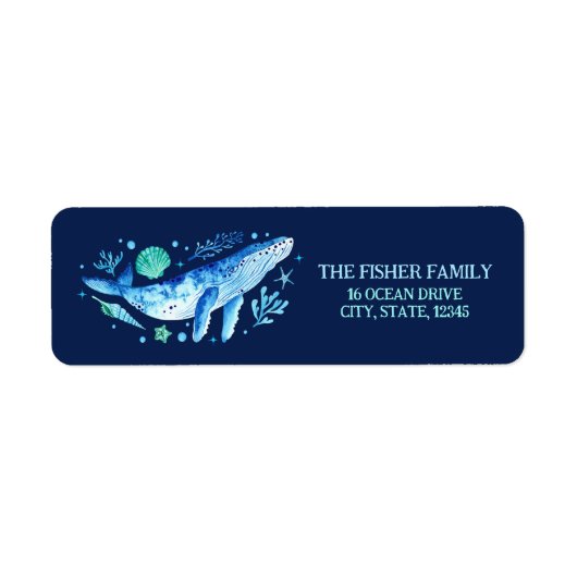 Wasserfarbe unter der Rücksendeadresse Blauer Wal (Vorne)