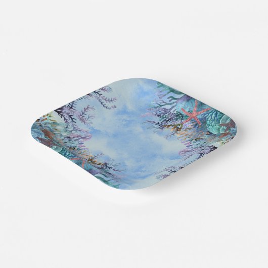 Wasserfarbe unter der Sea Wonder Babydusche Pappteller (Gewinkelt)