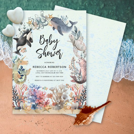 Wasserfarbe unter der wasserneutralen Babydusche Einladung