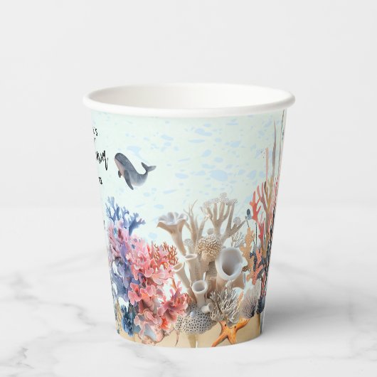 Wasserfarbe unter der wasserneutralen Babydusche Pappbecher (Rückseite)