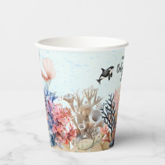 Wasserfarbe unter der wasserneutralen Babydusche Pappbecher (Vorderseite)