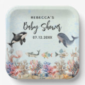 Wasserfarbe unter der wasserneutralen Babydusche Pappteller (Vorderseite)