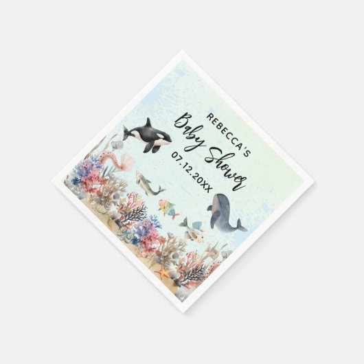 Wasserfarbe unter der wasserneutralen Babydusche Serviette (Ecke)