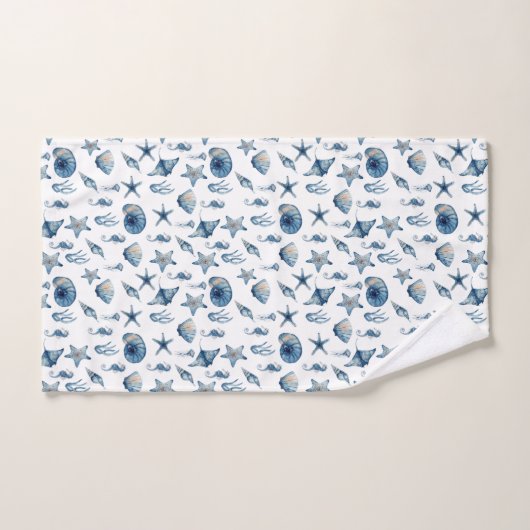 Wasserfarbe unter Meeresmuster Badhandtuch Set (Handtuch)