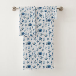 Wasserfarbe unter Meeresmuster Badhandtuch Set