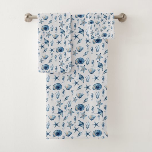 Wasserfarbe unter Meeresmuster Badhandtuch Set (Insitu)