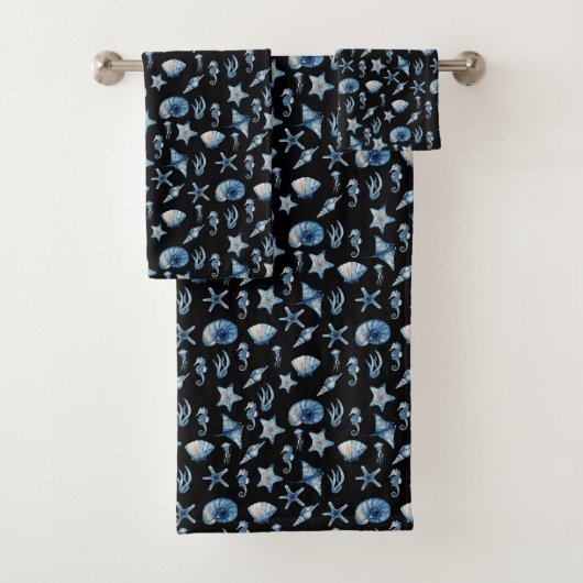 Wasserfarbe unter Meeresmuster Badhandtuch Set (Insitu)