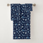 Wasserfarbe unter Meeresmuster Badhandtuch Set (Insitu)