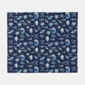 Wasserfarbe unter Meeresmuster Fleecedecke (Vorderseite (Horizontal))