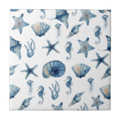 Wasserfarbe unter Meeresmuster Fliese (Vorderseite)