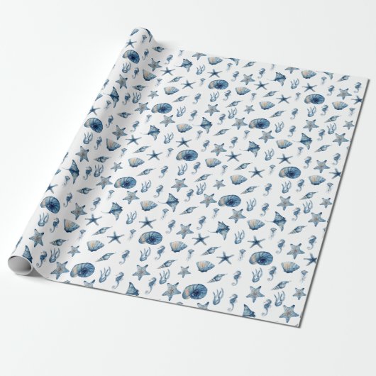 Wasserfarbe unter Meeresmuster Geschenkpapier (Ungerollt)