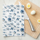 Wasserfarbe unter Meeresmuster Geschirrtuch (Viertel Falte)