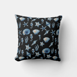 Wasserfarbe unter Meeresmuster Kissen