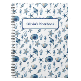 Wasserfarbe unter Meeresmuster Notizblock