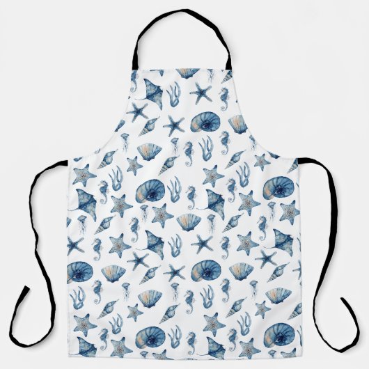 Wasserfarbe unter Meeresmuster Schürze (Vorderseite)
