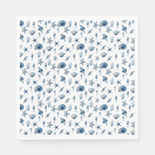 Wasserfarbe unter Meeresmuster Serviette (Vorderseite)