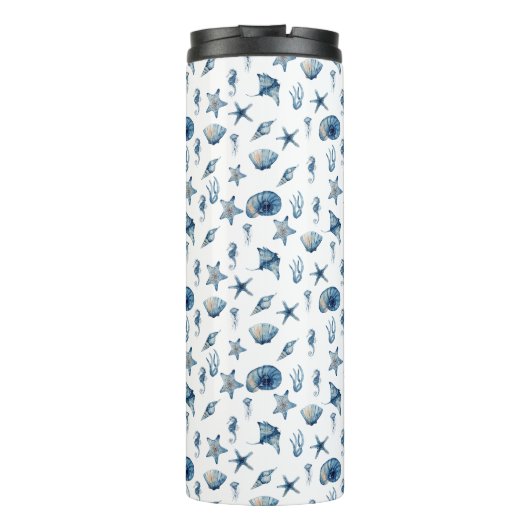 Wasserfarbe unter Meeresmuster Thermosbecher (Rückseite)