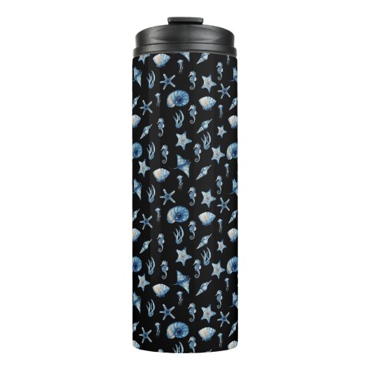 Wasserfarbe unter Meeresmuster Thermosbecher (Vorderseite)
