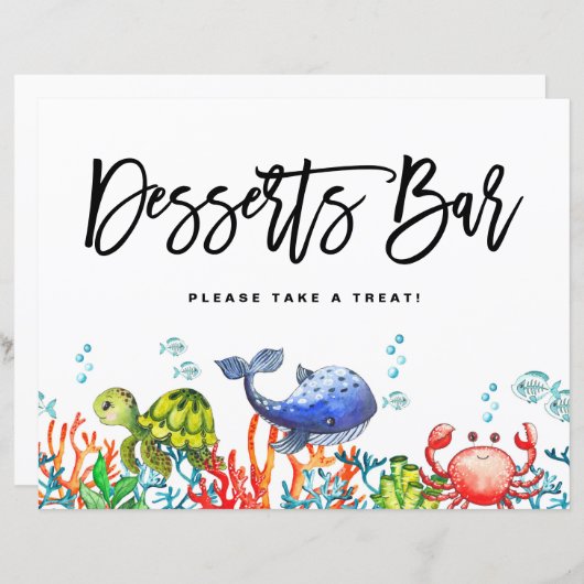 Wasserfarbe Untermeer Desserts Bar Zeichen (Vorne/Hinten)