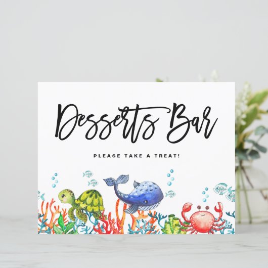 Wasserfarbe Untermeer Desserts Bar Zeichen (Stehend Vorderseite)