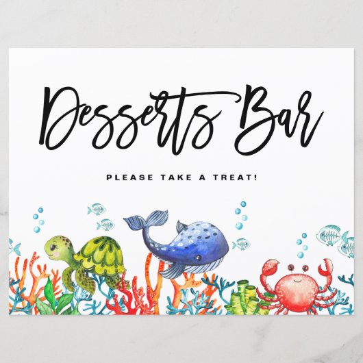 Wasserfarbe Untermeer Desserts Bar Zeichen (Vorderseite)