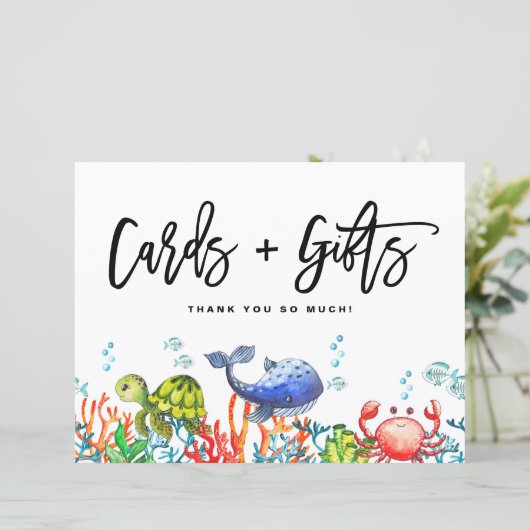 Wasserfarbe Unterseekarten und Geschenkzeichen (Stehend Vorderseite)