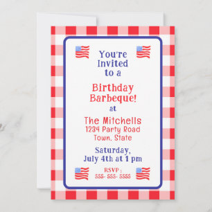 Wasserfarbe USA-Flagge GEBURTSTAG Rot Weiß Blau Ka Einladung