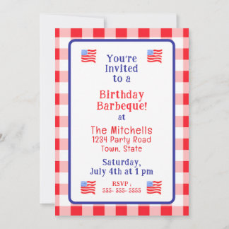 Wasserfarbe USA-Flagge GEBURTSTAG Rot Weiß Blau Ka Einladung